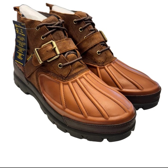 POLO RALPH LAUREN MEN’S OSLO LOW LEATHER SUEDE BOOTS BROWN SZ 14 NEW - Picture 1 of 5